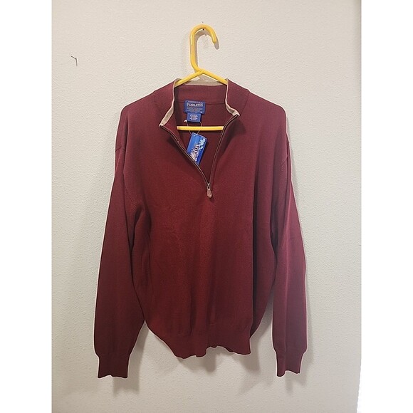 PENDLETON Men's Red Cashmere Blend Long Sleeve 1/4 Zip Pullover Sweater Size L - Picture 1 of 5